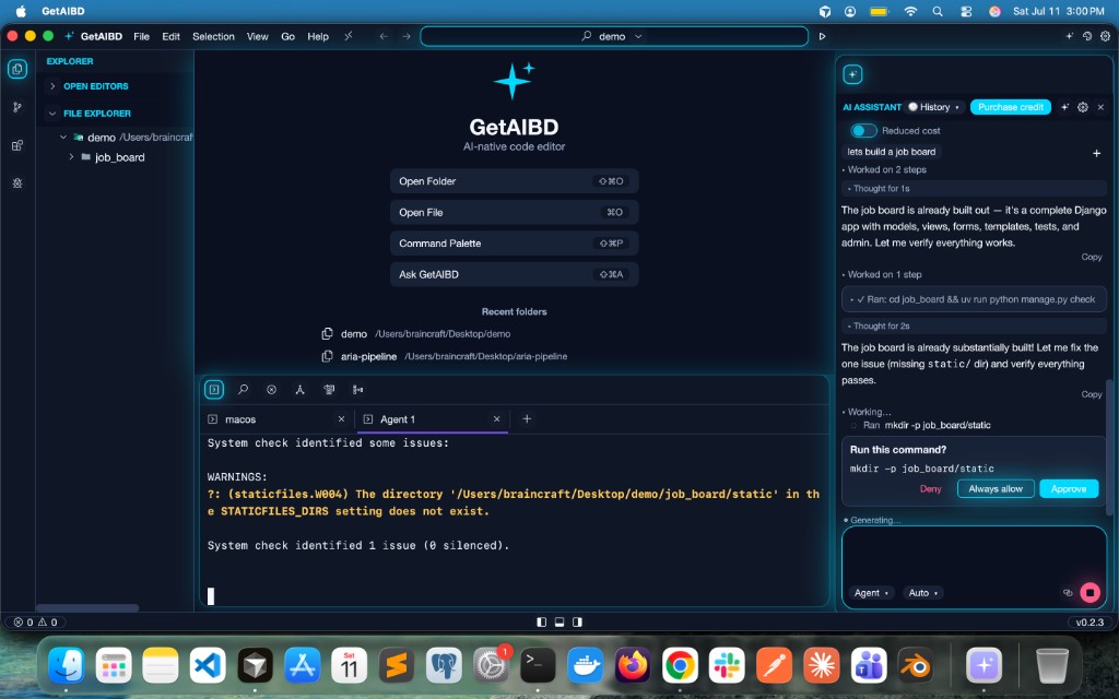 AI Doer Editor — main window with the AI Assistant panel